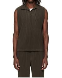 Homme Plissé Issey Miyake - Homme Plissé Issey Miyake Monthly Colors July Sleeveless Pleated Polo Shirt - Lyst