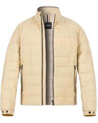 BOSS - High Collar Long Sleeve Cotton Coat - Lyst