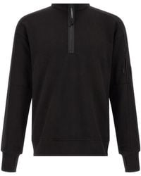 C.P. Company - Diagonal Raised Fleece Lens Half Zip Sweatshirt - Lyst