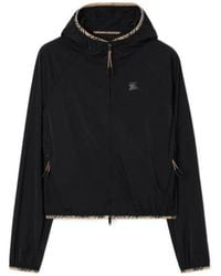 Burberry - Check-Trim Stretch Hooded Jacket - Lyst