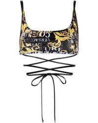 Versace Jeans Couture - Couture Logo Couture Tie Fastened Cropped Top - Lyst