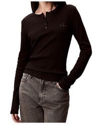 Calvin Klein - Monologo Rib Henley T-Shirt - Lyst