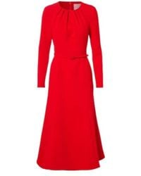 Carolina Herrera - Belted Crêpe Midi Dress - Lyst