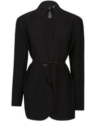 Norma Kamali - Notched-Lapel Belted Blazer - Lyst