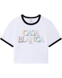 CASABLANCA - Logo Ringer Cropped T-Shirts - Lyst