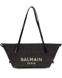 Balmain - Logo Embroidered Small Track Tote Bag - Lyst