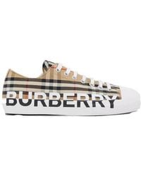 Burberry - Logo Print Vintage Check Sneakers - Lyst