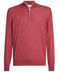 Brunello Cucinelli - Half-Zip High-Neck Knitted Sweater - Lyst