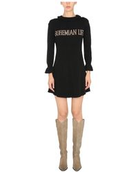 Alberta Ferretti - Ruffled Neck Mini Flared Dress - Lyst
