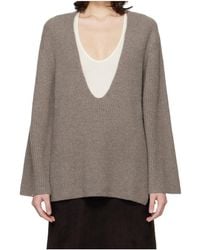 Loulou de Saison - Gabe U Neck Ribbed Cashmere Sweater - Lyst