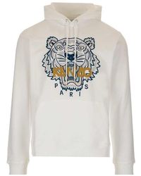 KENZO - Tiger Embroidered Relaxed Hoodie - Lyst