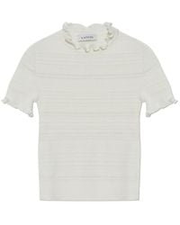 Lanvin - Knitted Ruffled T-Shirt - Lyst