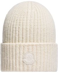 Moncler - Logo Patch Knitted Beanie - Lyst