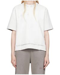 MM6 by Maison Martin Margiela - Raw-Edge Short-Sleeve Top - Lyst