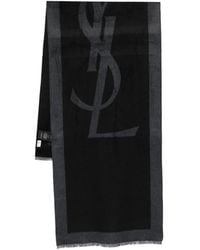 Saint Laurent - Logo-Jacquard Silk Scarf - Lyst