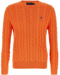 Polo Ralph Lauren - Logo Embroidered Cable-Knit Jumper - Lyst
