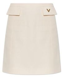 Valentino - Logo Plaque Mini Skirt - Lyst