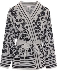Liu Jo - Belted Floral Knitted Jacket - Lyst