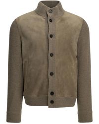 ZEGNA - Suede Panel Buttoned Cardigan - Lyst