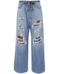 Amiri - Distressed Bow-Waist Wide-Leg Jeans - Lyst
