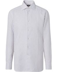 ZEGNA - Dark And Striped Cotton Linen And Silk Shirt - Lyst