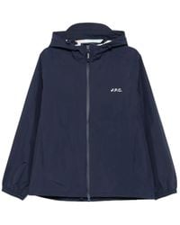 A.P.C. - X Asics Logo Printed Hooded Jacket - Lyst