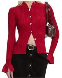 Self-Portrait - Ribbed Button Cardigan - Lyst