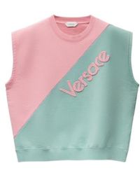 Versace - Embroidered Cotton-Jersey Short-Sleeved Sweatshirt - Lyst
