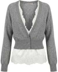 Ermanno Scervino - Lace Trim Cropped Knitted Sweater - Lyst