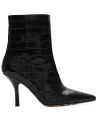 Burberry - Crocodile-Effect Leather Dame Ankle Boots - Lyst