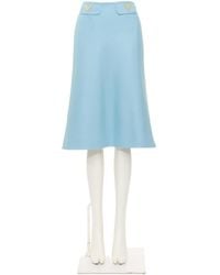 Valentino - Logo Plaque High Waisted Midi Skirt - Lyst