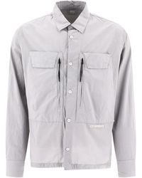 C.P. Company - Embroidered-Logo Poplin Shirt - Lyst