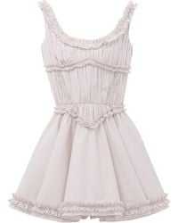 McQueen - Pleated Ruffle Pinstripe Mini Dress - Lyst