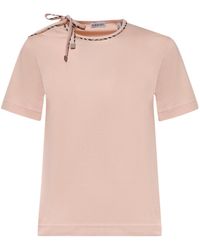 Burberry - Checked-Trim Tie-Neck Knitted Top - Lyst