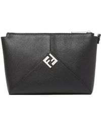 Fendi - Lui Logo Plaque Zipped Clutch Bag - Lyst