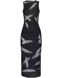 McQueen - Feather-Intarsia Sleeveless Pencil Dress - Lyst