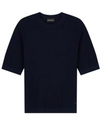 Emporio Armani - Textured Short-Sleeve Knitted Sweater - Lyst