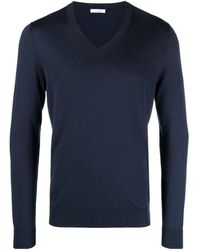 Malo - V-Neck Rib-Trimmed Jumper - Lyst