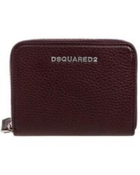 DSquared² - Logo-Plaque Pebbled-Leather Wallet - Lyst