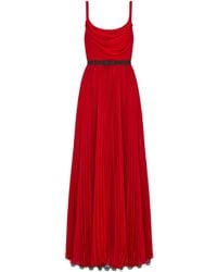 Dior - Long Pleated Dress With Belt - Lyst