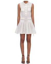 Self-Portrait - Flower Trim Knit Mini Dress - Lyst