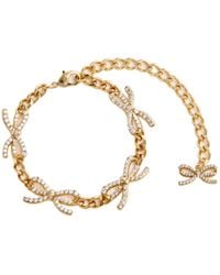 Self-Portrait - Bow Embellished Chain-Linked Bracelet - Lyst