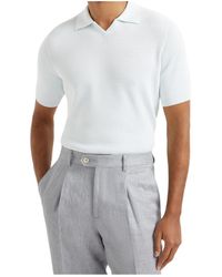 Brunello Cucinelli - Fine-Knitted Ribbed Polo Shirt - Lyst