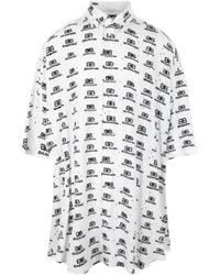 Balenciaga - All-Over Logo Printed Buttoned Shirt - Lyst