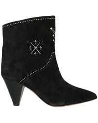 Isabel Marant - Suede Denim Ankle Boots - Lyst