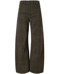 FRAME - Leopard-Print High-Waisted Tapered Jeans - Lyst