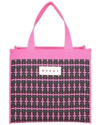 Marni - Logo Patch Jacquard Top Handle Bag - Lyst