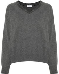 Brunello Cucinelli - V-Neck Embellished Jumper - Lyst