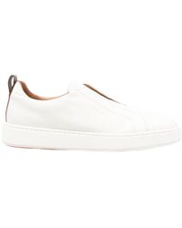 Santoni - Logo-Printed Almond Toe Sneakers - Lyst