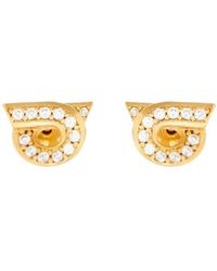 Ferragamo - Ferragamo Gancini Embellished Polished Finish Earrings - Lyst